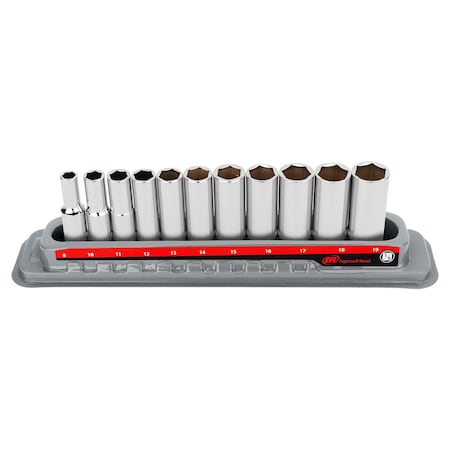 Ingersoll-Rand 11 Piece 3/8 Inch Drive Deep Socket Set - Metric 6-Pt 752049X